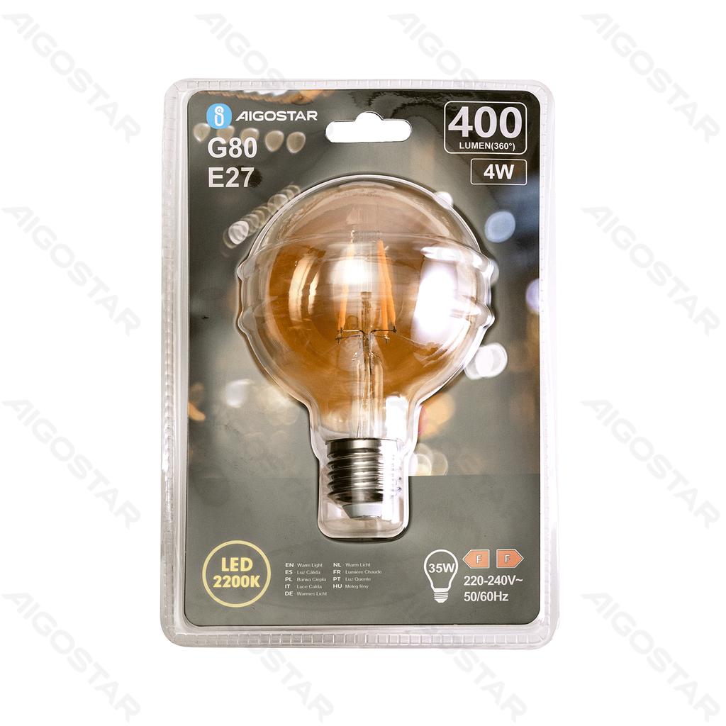 LED Gloeilamp (Amber) G80 E27,4W