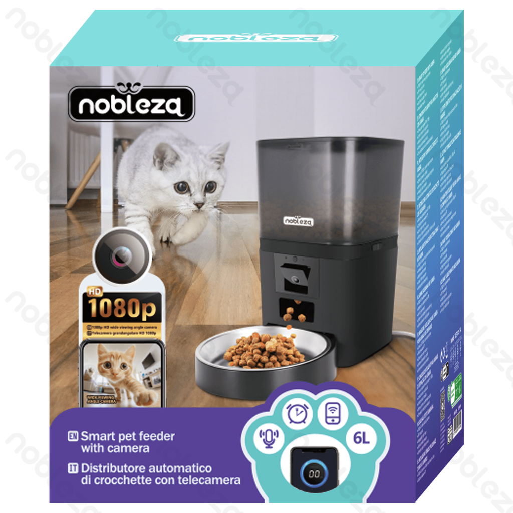 Aigostar WIFI version Smart food feeder With camera Single bowl 6L H33.2*L36.3*W19.2cm Black