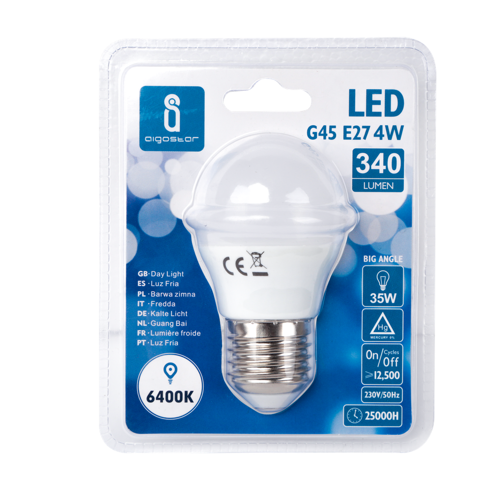 Aigostar LED A5 G45 BIG ANGLE E27 5W 6400K 390Lm