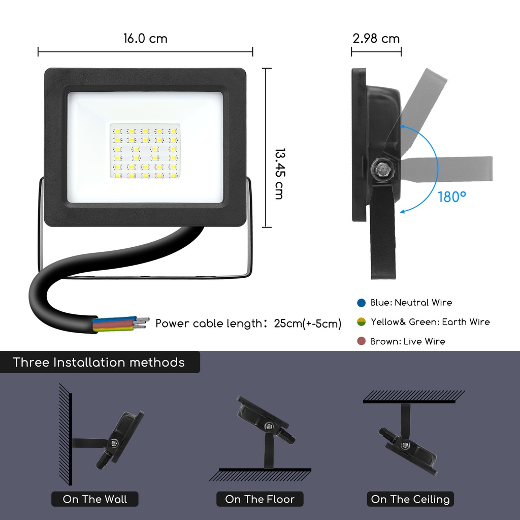 Aigostar Led Flood light slim 20W 4100K