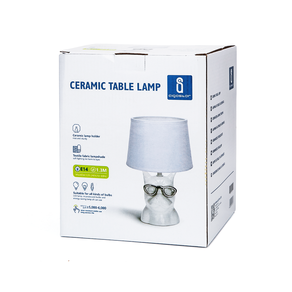 Aigostar Tafellamp Hond keramiek E14 Wit