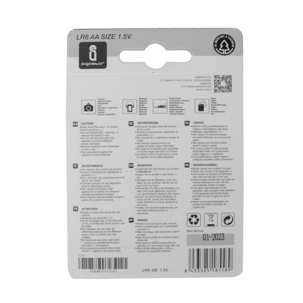 Aigostar Batterij AA Alkaline Aigostar 6Stuks