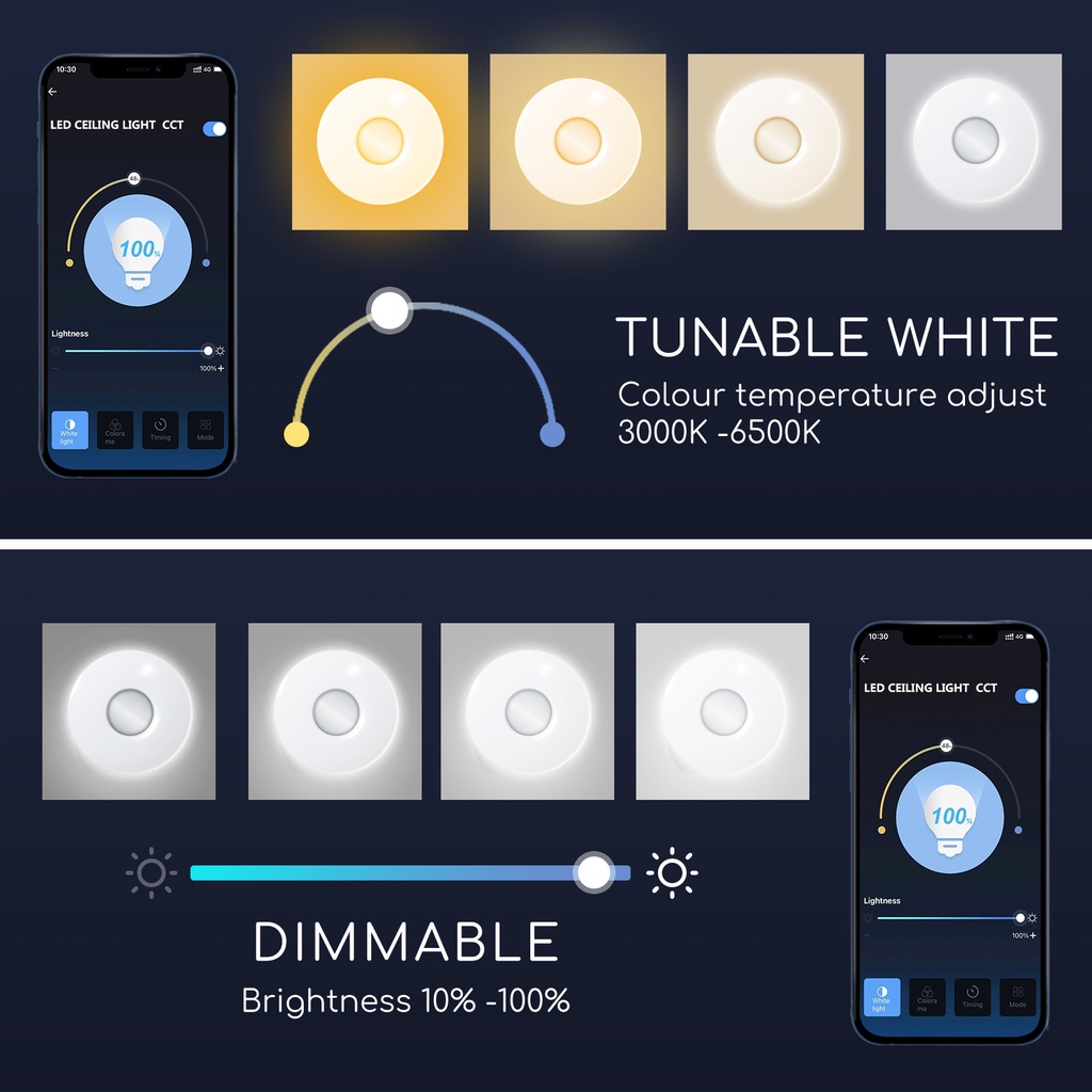Aigostar Led Smart Plafondlamp RGB-CCT 3000-6500K