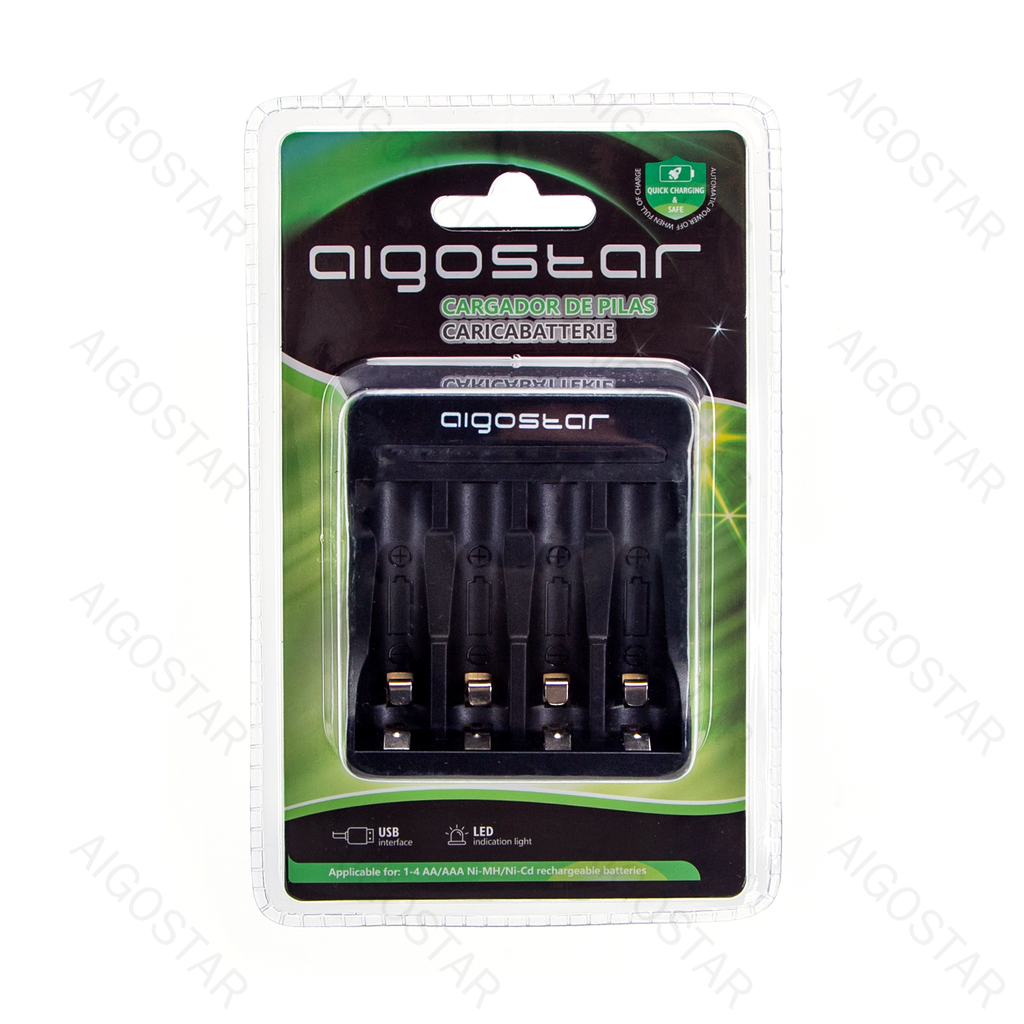 Aigostar Snelle batterijlader smart 4 AA/AAA Zwart