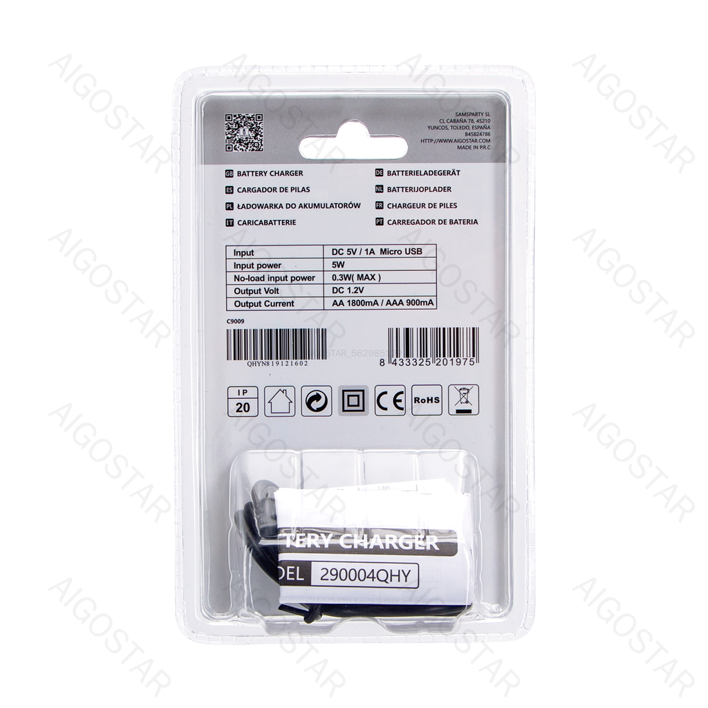 Aigostar Snelle batterijlader smart 4 AA/AAA Zwart