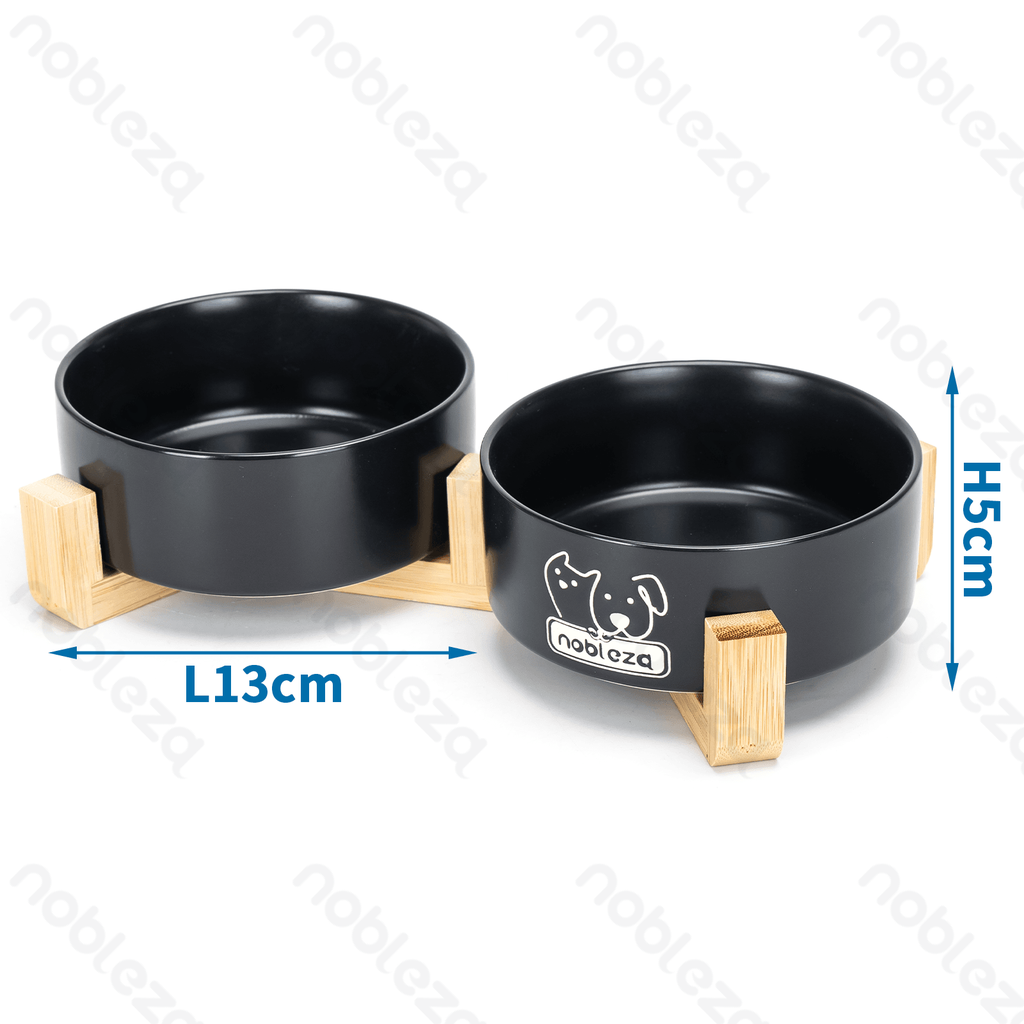 Aigostar S L13*W13*H5cm Black 13cm pet bowl13cm straight bowl&Double bamboo stand