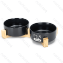 Aigostar S L13*W13*H5cm Black 13cm pet bowl13cm straight bowl&Double bamboo stand