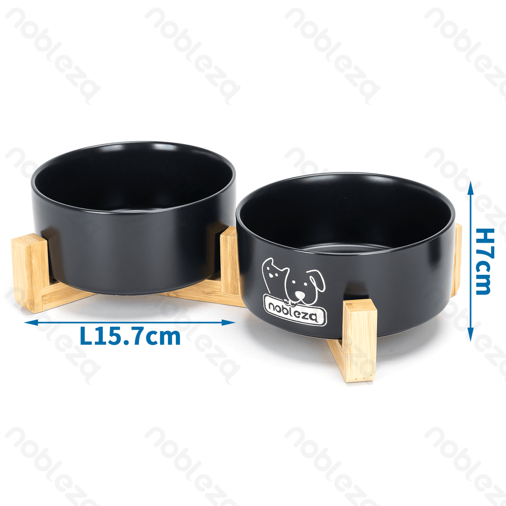 Aigostar L L15.7*W15.7*H7cm Black 15.7cm pet bowl15.7cm straight bowl&Double bamboo stand