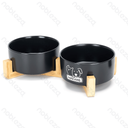 Aigostar L L15.7*W15.7*H7cm Black 15.7cm pet bowl15.7cm straight bowl&Double bamboo stand