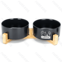 Aigostar L L15.7*W15.7*H7cm Black 15.7cm pet bowl15.7cm straight bowl&Double bamboo stand