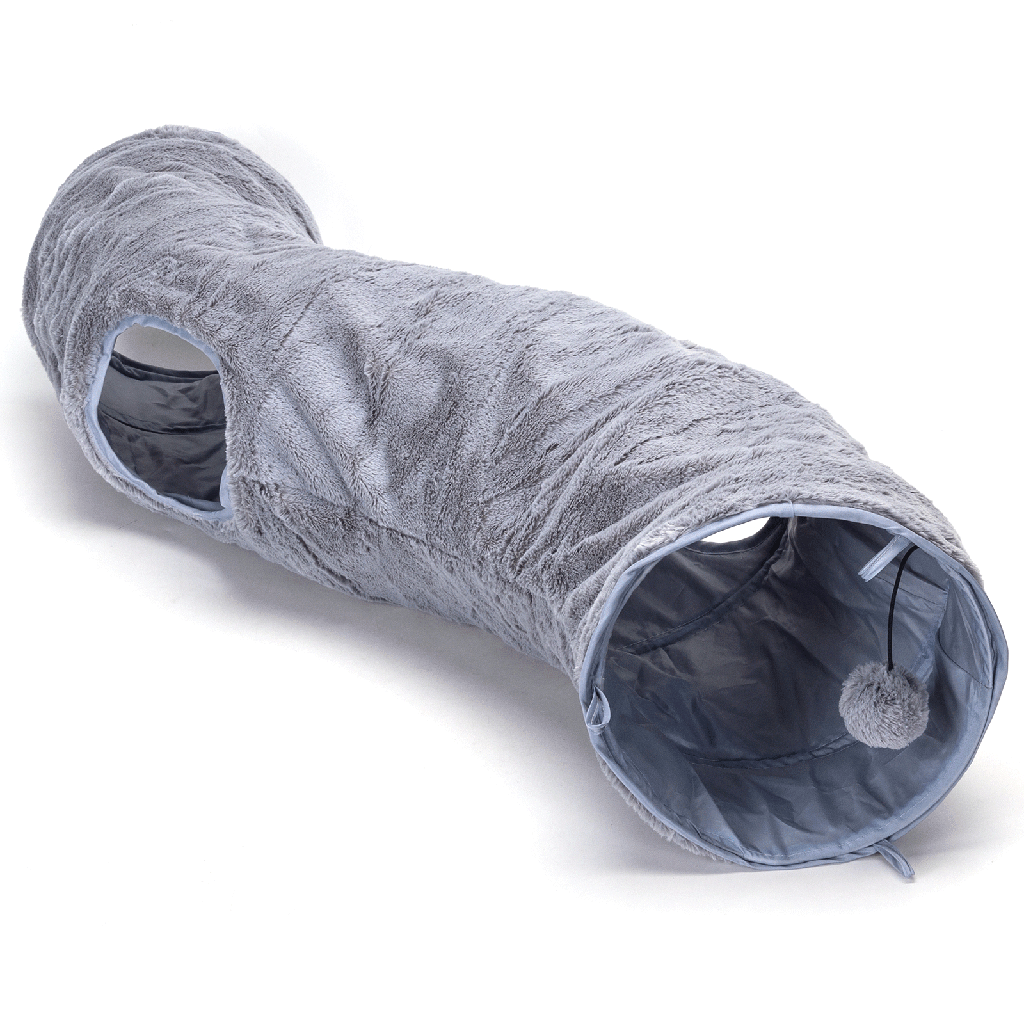 Aigostar S-shaped cat tunnel D25*L108cm Grey