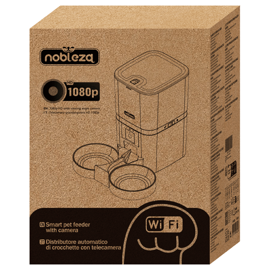 Aigostar WIFI version Smart food feeder With camera Double bowls 6L L33.5*W32cm*H37 Black SF05