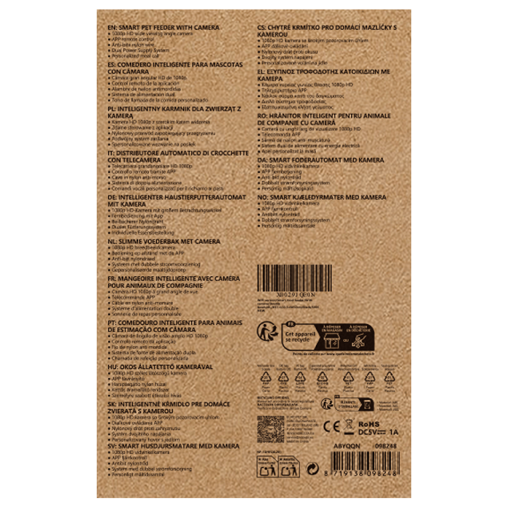 Aigostar WIFI version Smart food feeder With camera Double bowls 6L L33.5*W32cm*H37 Black SF05