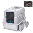 Aigostar Closed stainless steel cat litter box With cat litter mat and cat litter scoop L60*W40*H44cm Grey