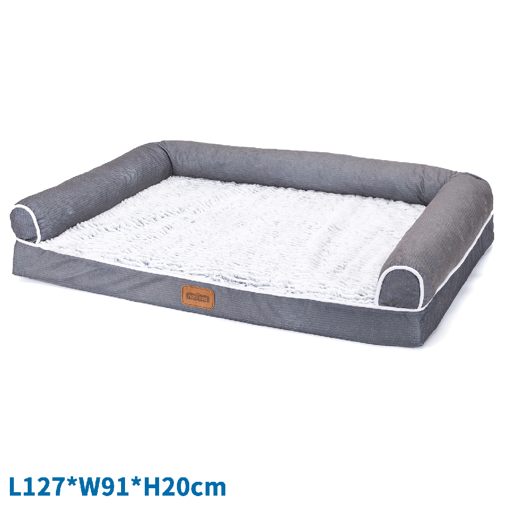 Aigostar Pet sofa PV plush&Egg cotton L127*W91*H20cm Grey