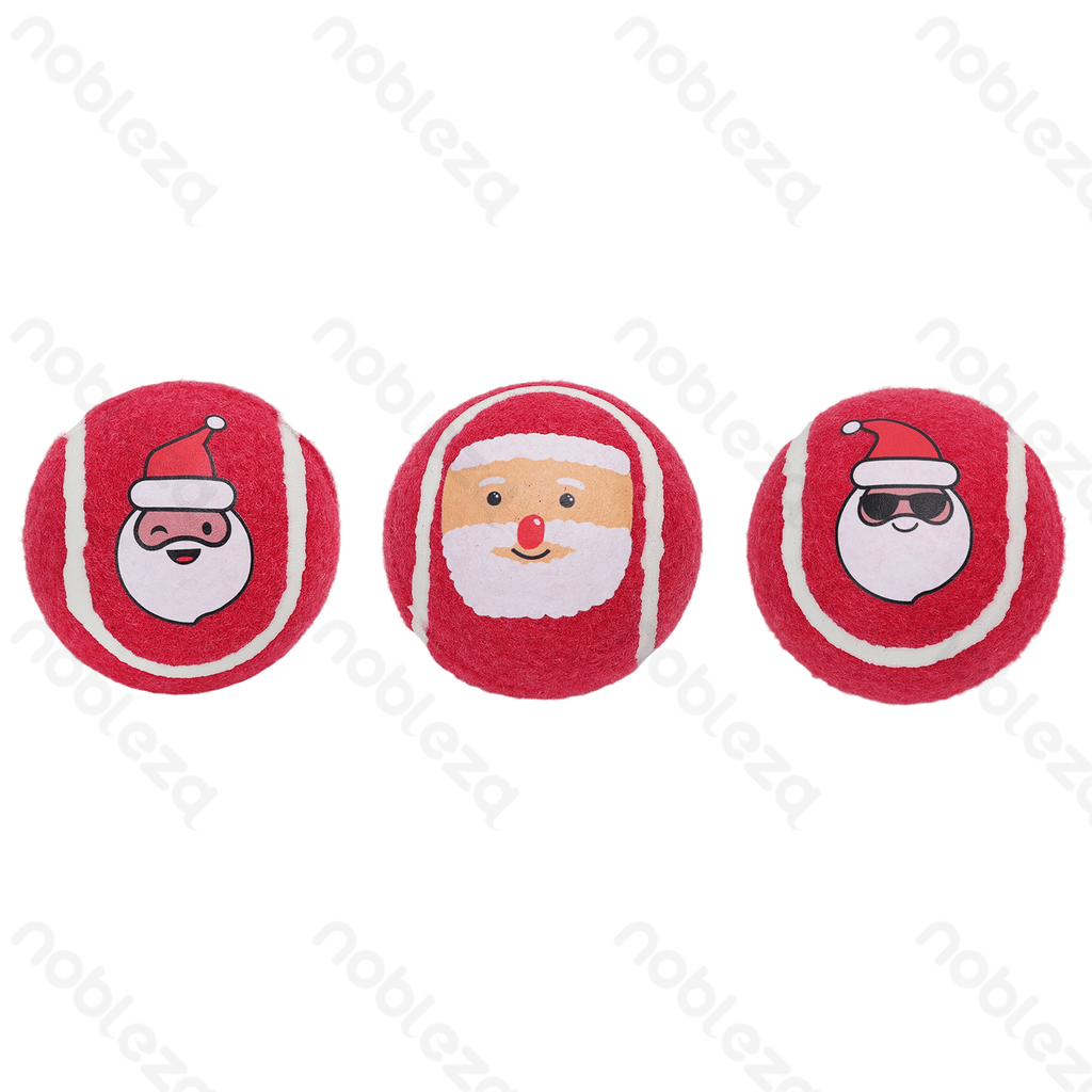 Aigostar Toy tennis ball Christmas set of 3 D6.4CM Red&White