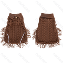 Aigostar Fringe button lapel sweater S-25cm Brown Grey Blue