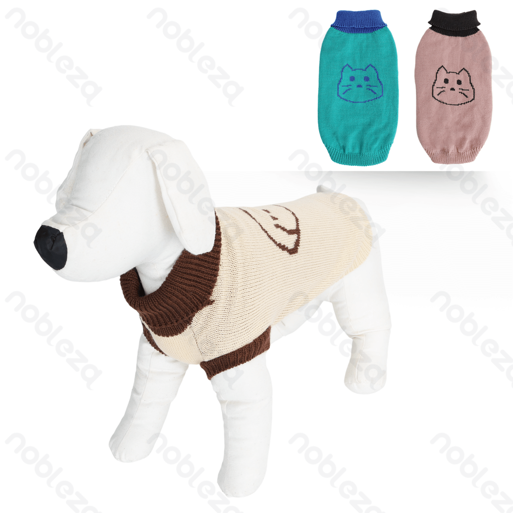 Aigostar Animal pattern high-neck sweater XXL-45cm Green&Blue Pink&Brown Apricot&Brown