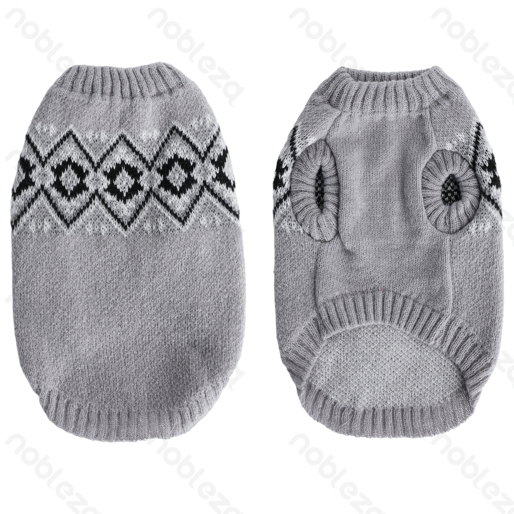 Aigostar Geometric jacquard flat collar sweater XXL-45cm Grey Blue Beige