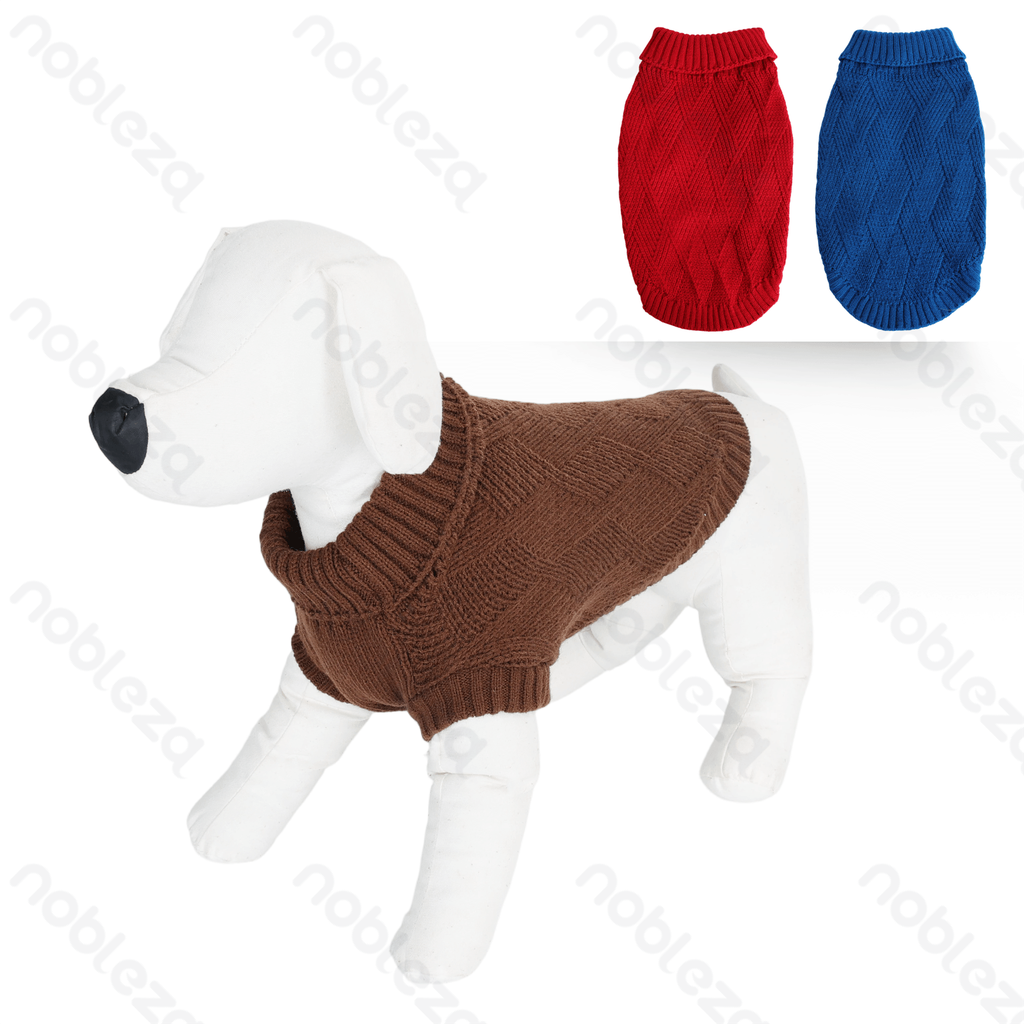 Aigostar 3D woven texture high-neck sweater XL-40cm Red Brown Blue