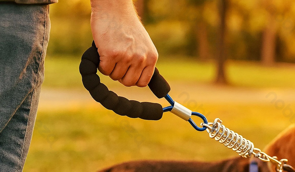 Aigostar Short foam handle leash with spring L37.5cm Blue Silver Black