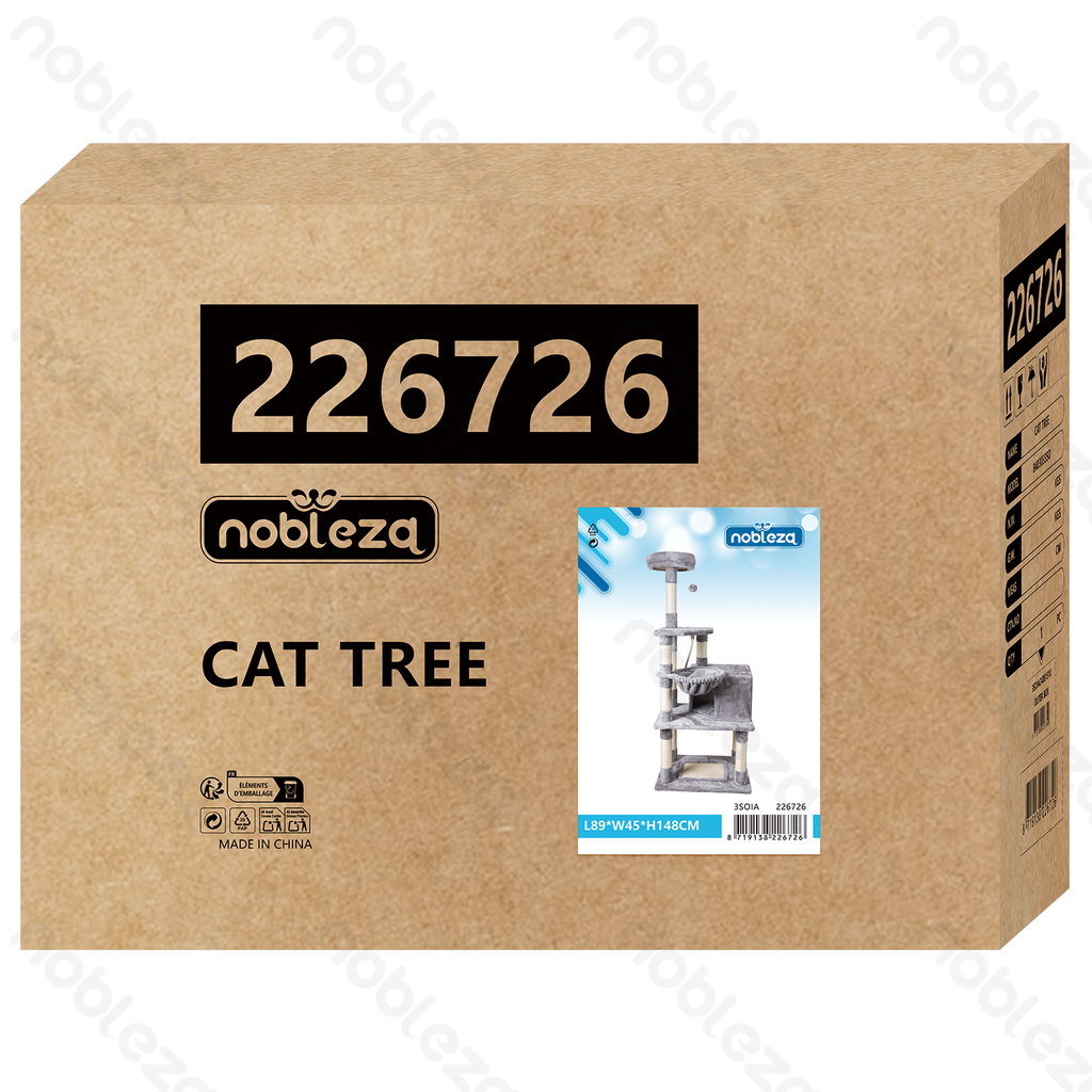 Aigostar Cat tree Multi-function tree bed L89*W45*H148cm Grey
