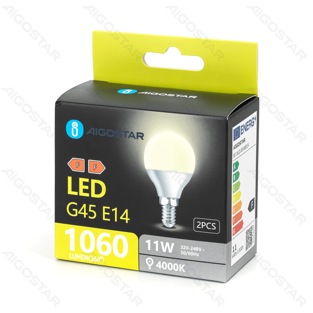 Aigostar LED lamp G45 11W 1060lm 4000K E14 2pcs