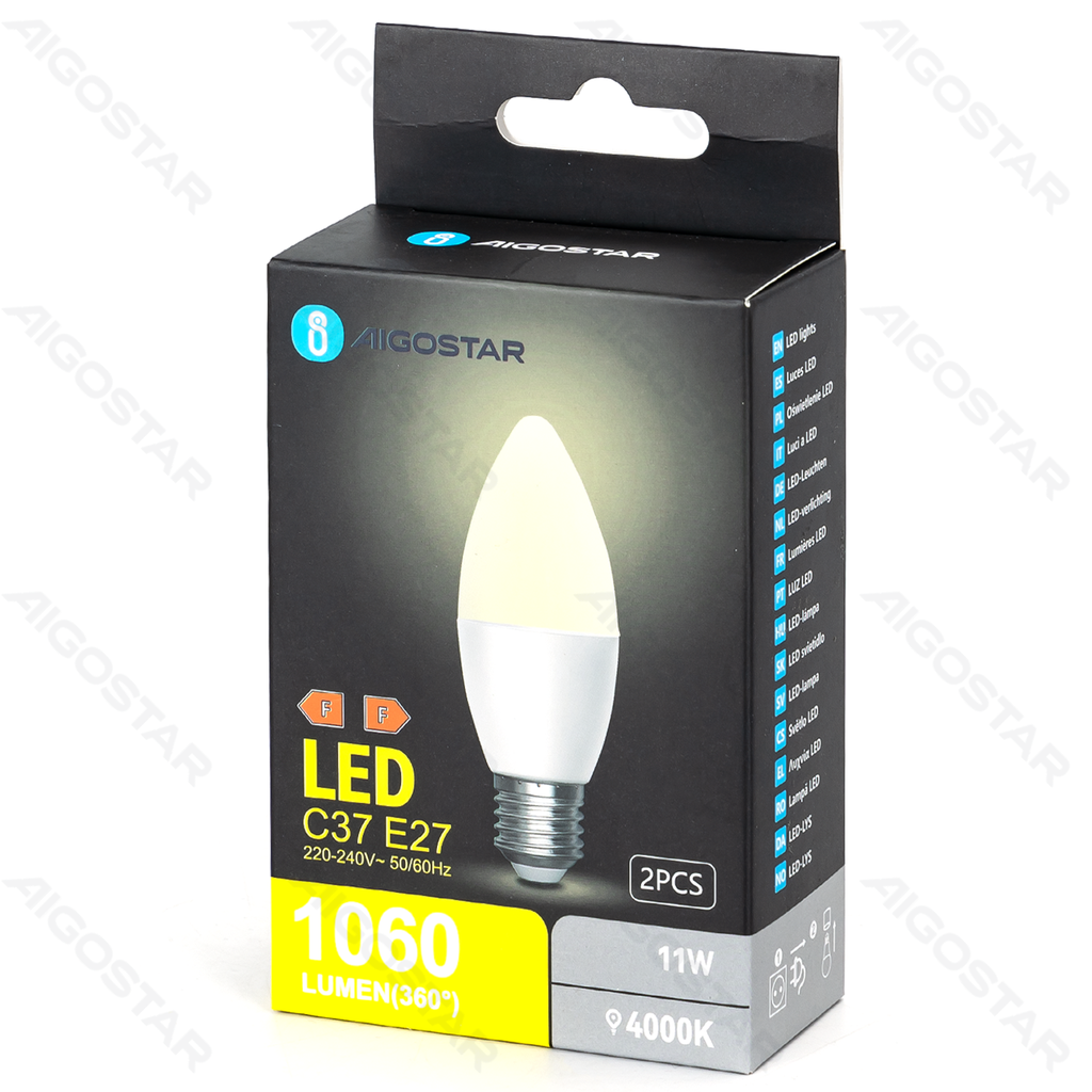 Aigostar LED lamp C37 E27 11W 4000K 2st
