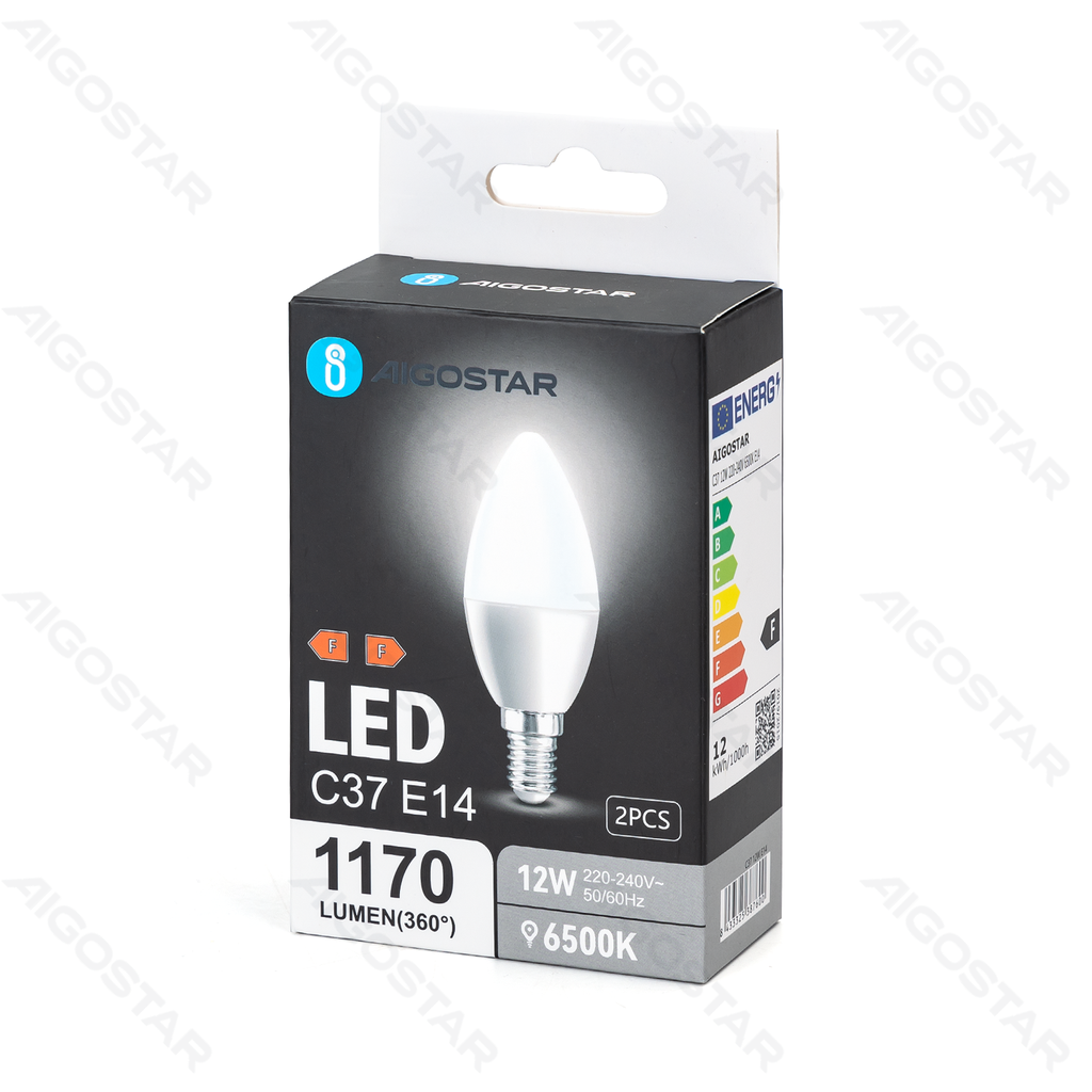 Aigostar LED lamp C37 E14 12W 6500K 2st