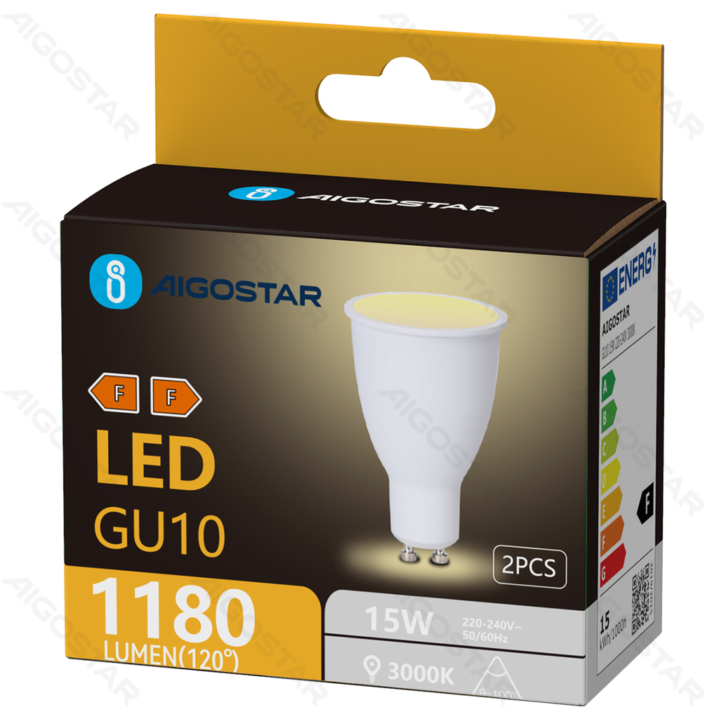 Aigostar LED GU10 15W 3000K 2st