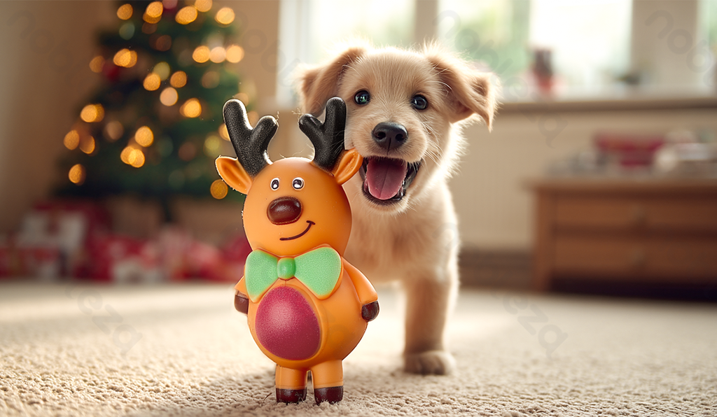 Aigostar Squeaky toy Vinyl Christmas elk L12.8*W6.1cm Brown