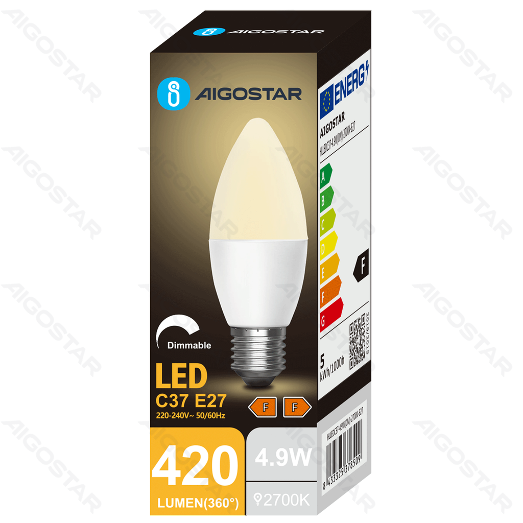 Aigostar Dimbare LED-lamp C37 E27 4 9W 2700K