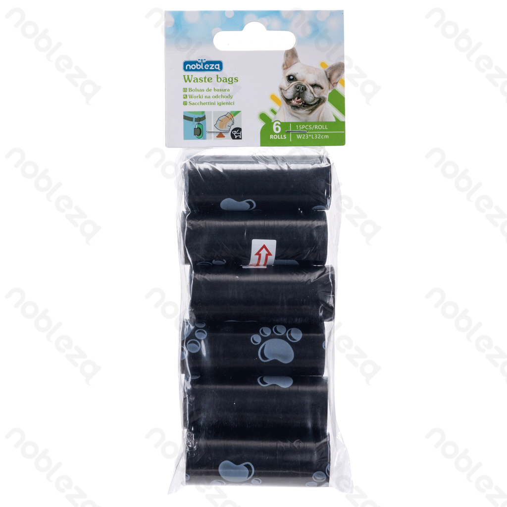 Aigostar Waste bags Dog paw print W23*L32cm 0.8 mil Black 6pcs
