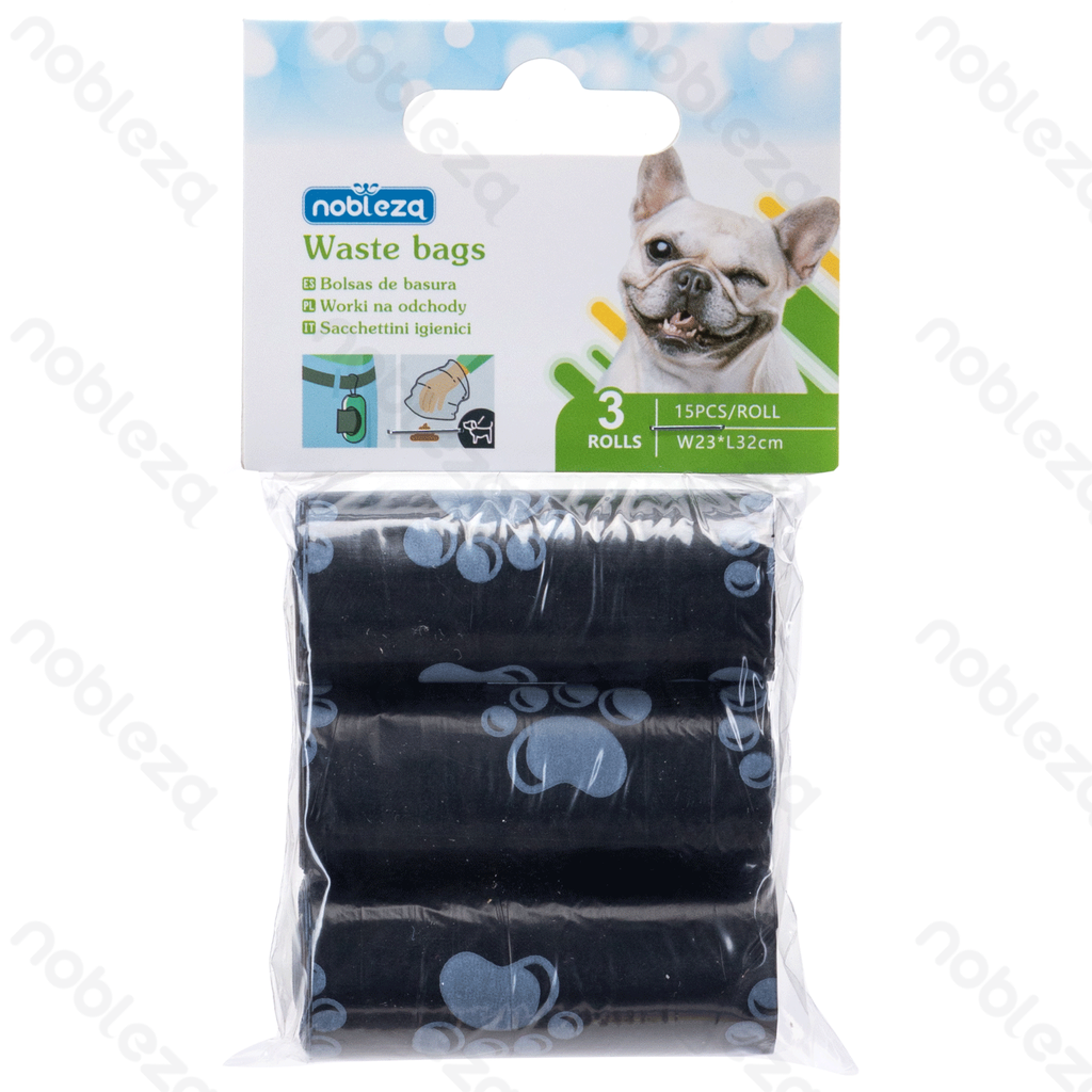 Aigostar Waste bags Dog paw print W23*L32cm 0.8 mil Black 3pcs