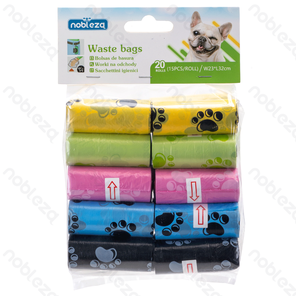 Aigostar Waste bags Printed patterns W23*L32cm 0.8 mil Black&Blue&Pink&Green&Yellow 20pcs