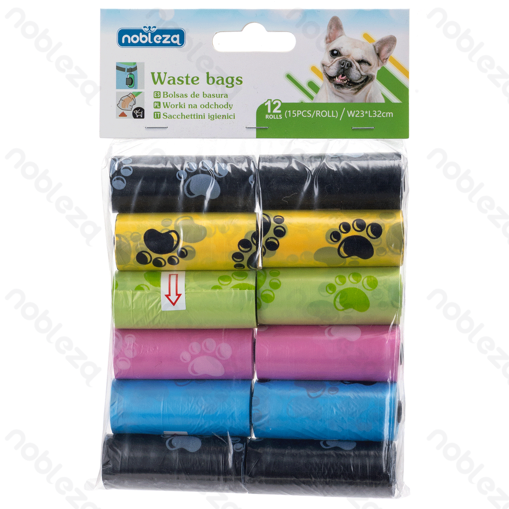 Aigostar Waste bags Printed patterns W23*L32cm 0.8 mil Black&Blue&Pink&Green&Yellow 12pcs