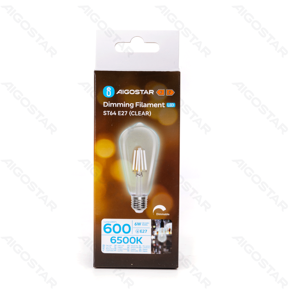 Aigostar Dimbare LED-gloeidraad ST64 E27 6W 6500K