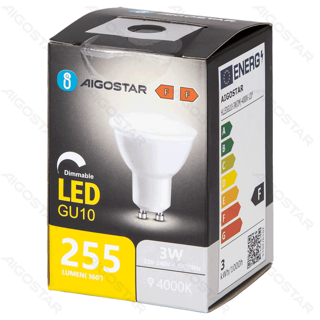 Aigostar LED GU10 3W 4000K dimbare lamp met lampenkap