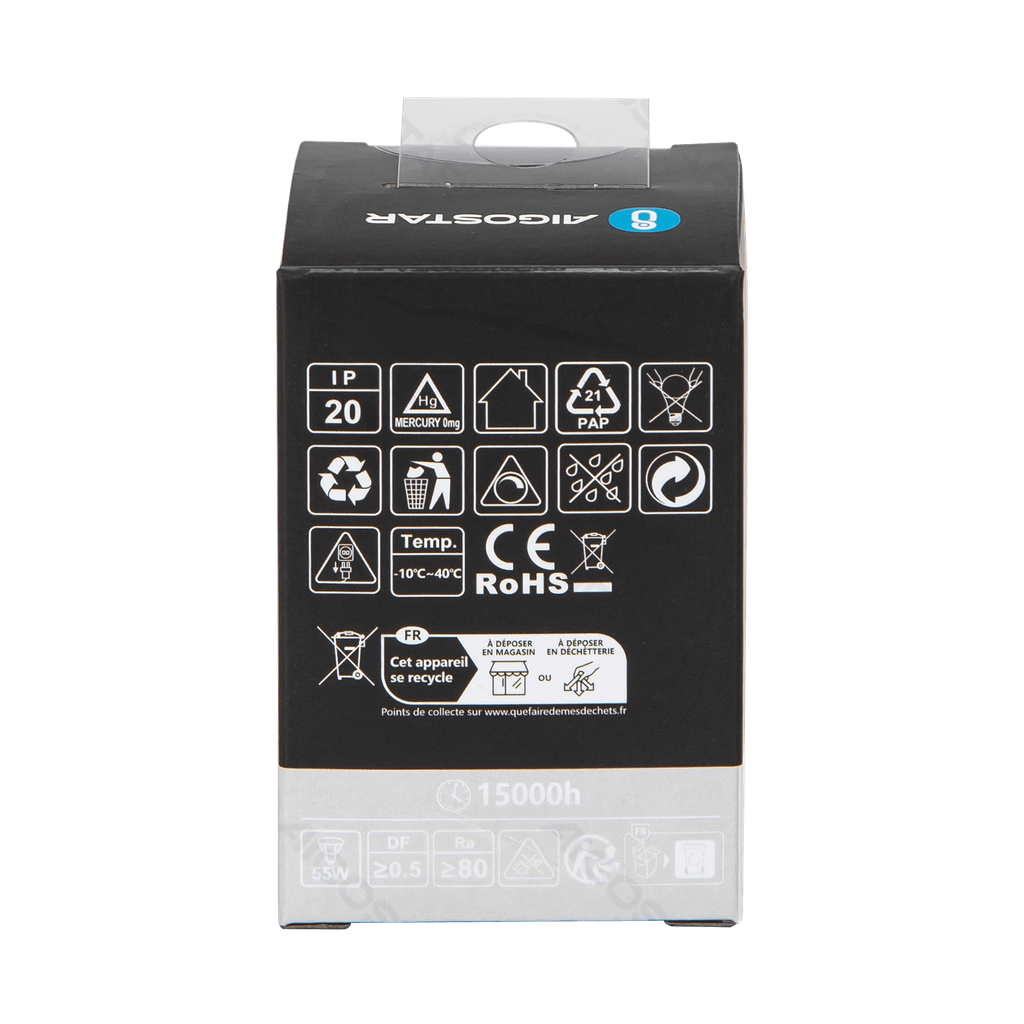 Aigostar LED GU10 4 9W 6500K dimbare lamp met glazen lampenkap