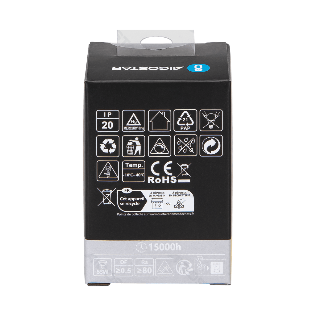Aigostar LED GU10 4 9W 4000K dimbare lamp met glazen lampenkap