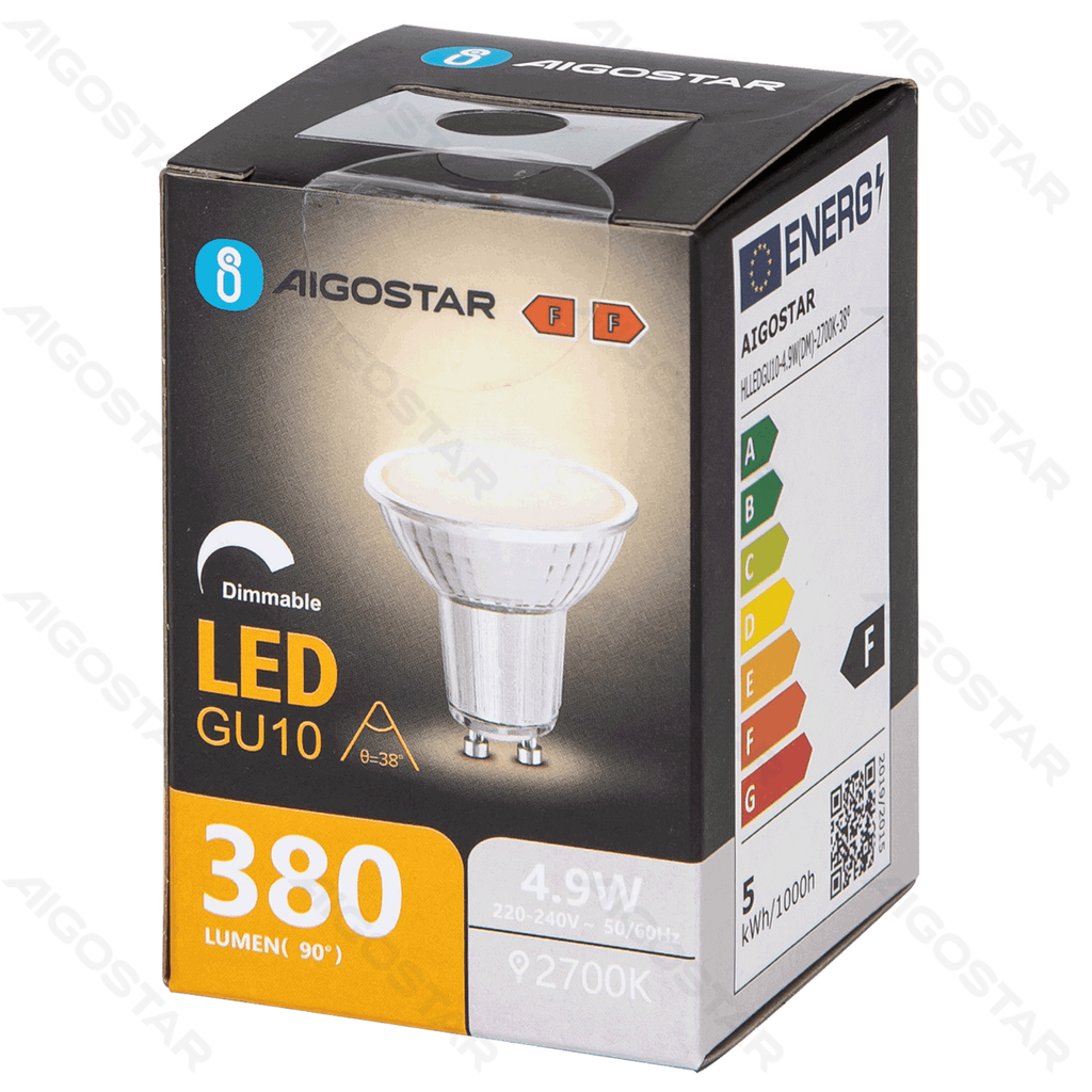 Aigostar LED GU10 4 9W 2700K dimbare lamp met glazen lampenkap