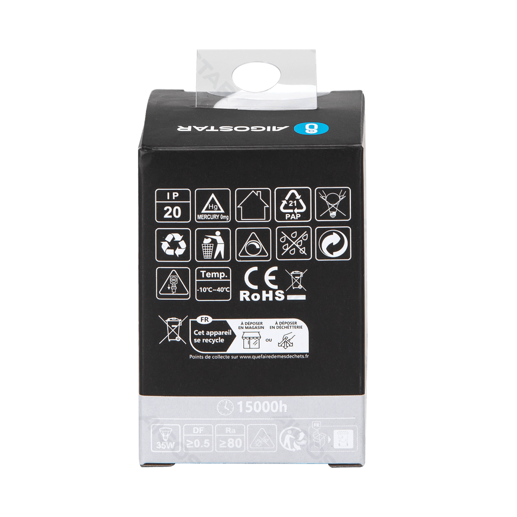 Aigostar LED GU10 3W 6500K dimbare lamp met glazen lampenkap