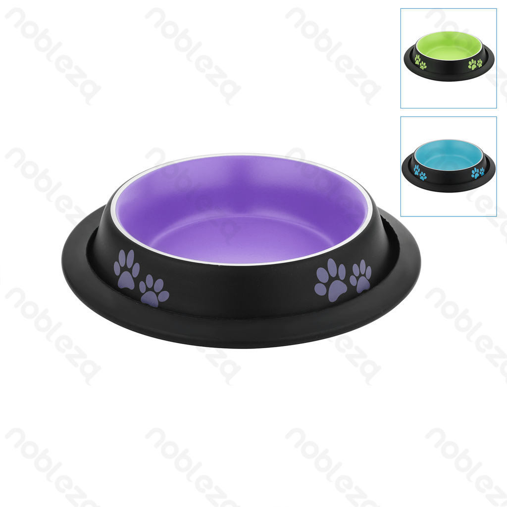 Aigostar Anti-slip huisdierenkom met pootjespatroon bijpassende kleuren (set van 3)