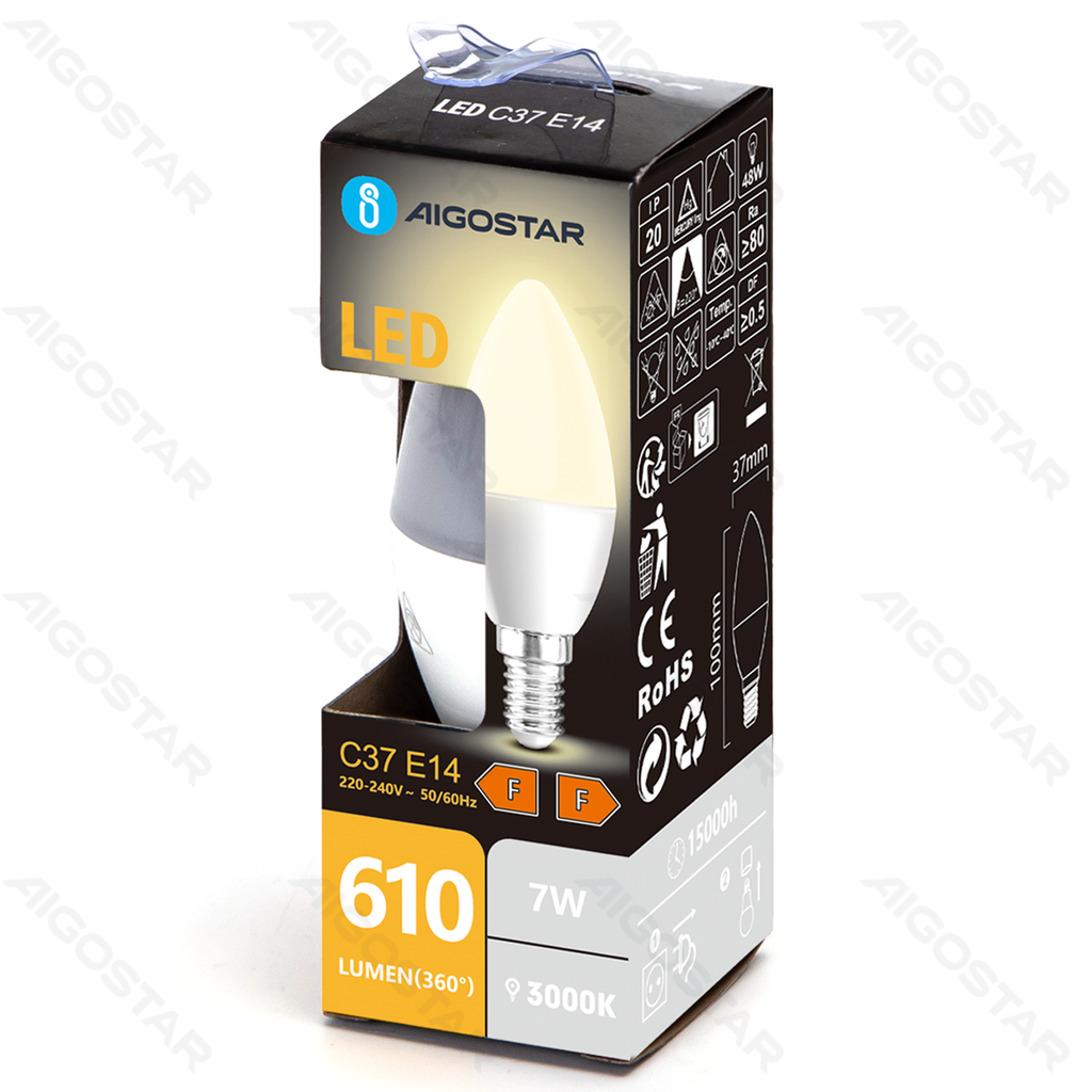 Aigostar LED C37 E14 7W 3000K