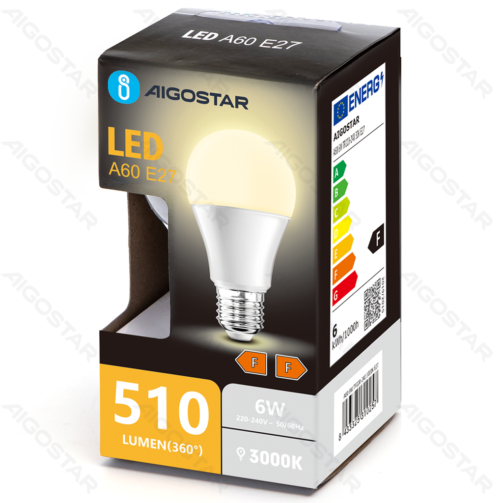 Aigostar LED A60 E27 6W 3000k