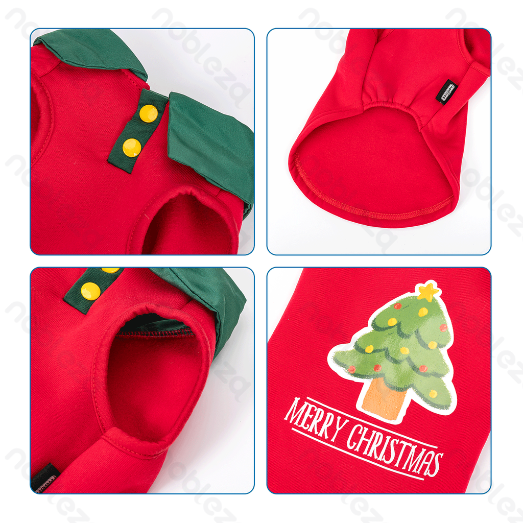 Aigostar Tennisshirt voor huisdieren met kerstmotieven XS-20cm/S-25cm/M-30cm rood/groen