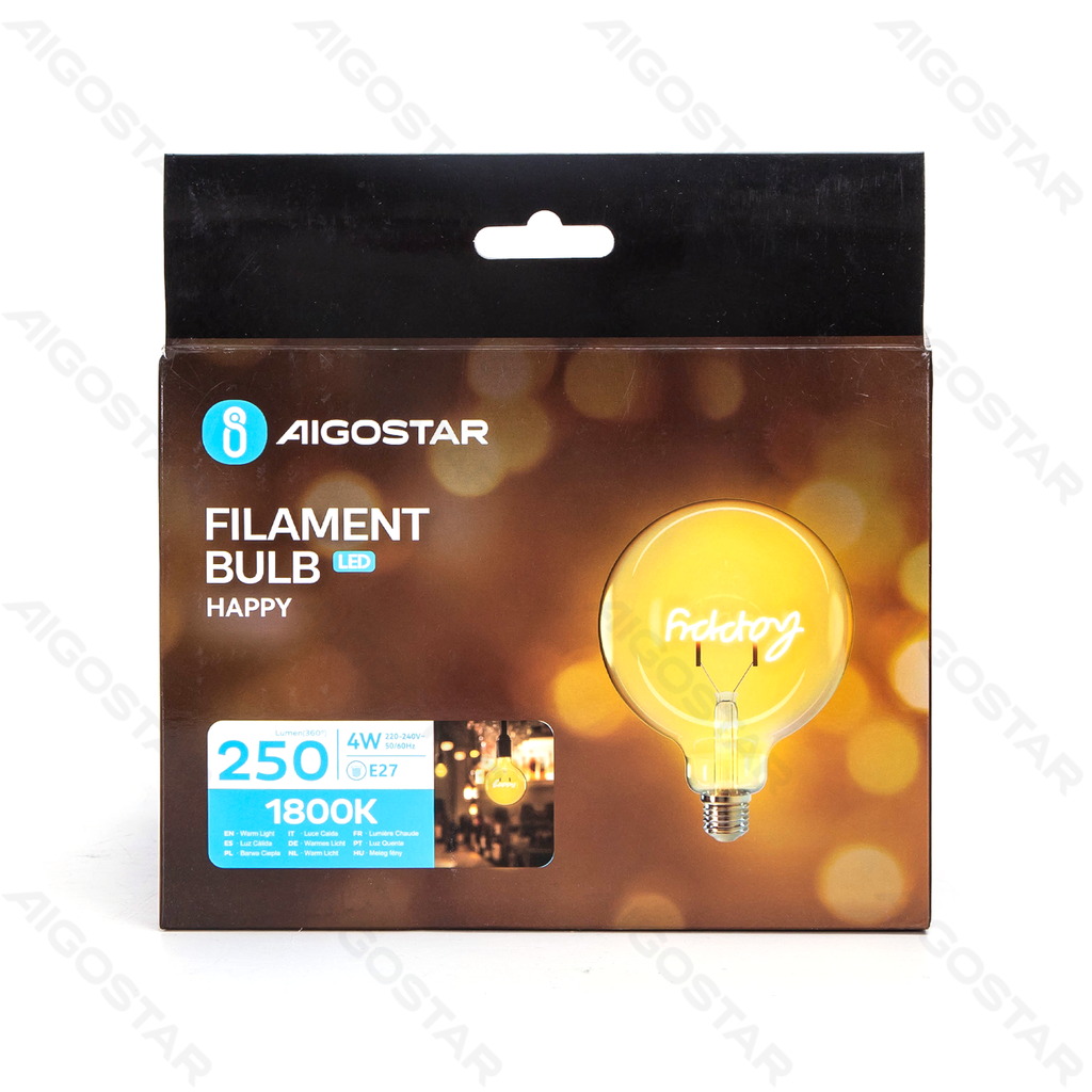 Aigostar LED Gloeilamp (Happy) E27 4W