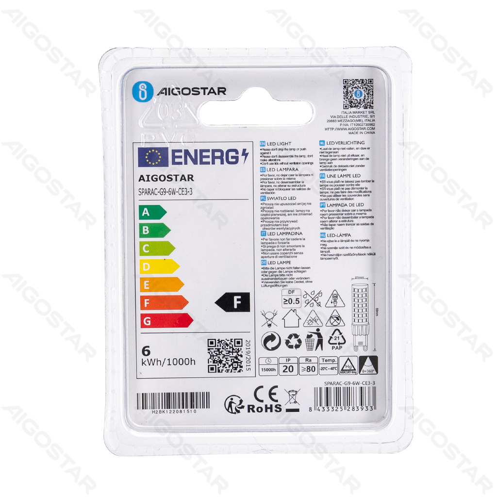 Aigostar LED Lampkralen G9 6W