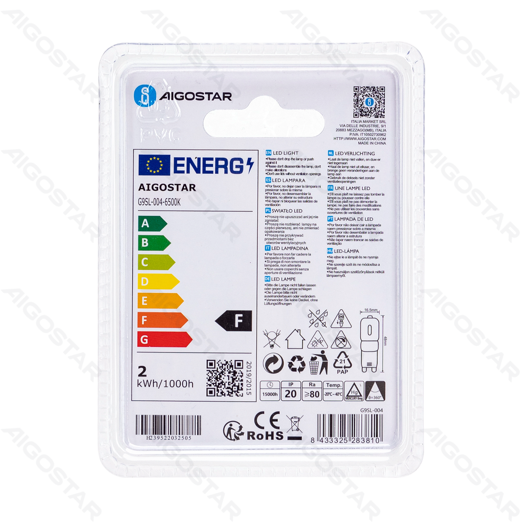 Aigostar LED Lampkralen (Melkwit) G9 2W