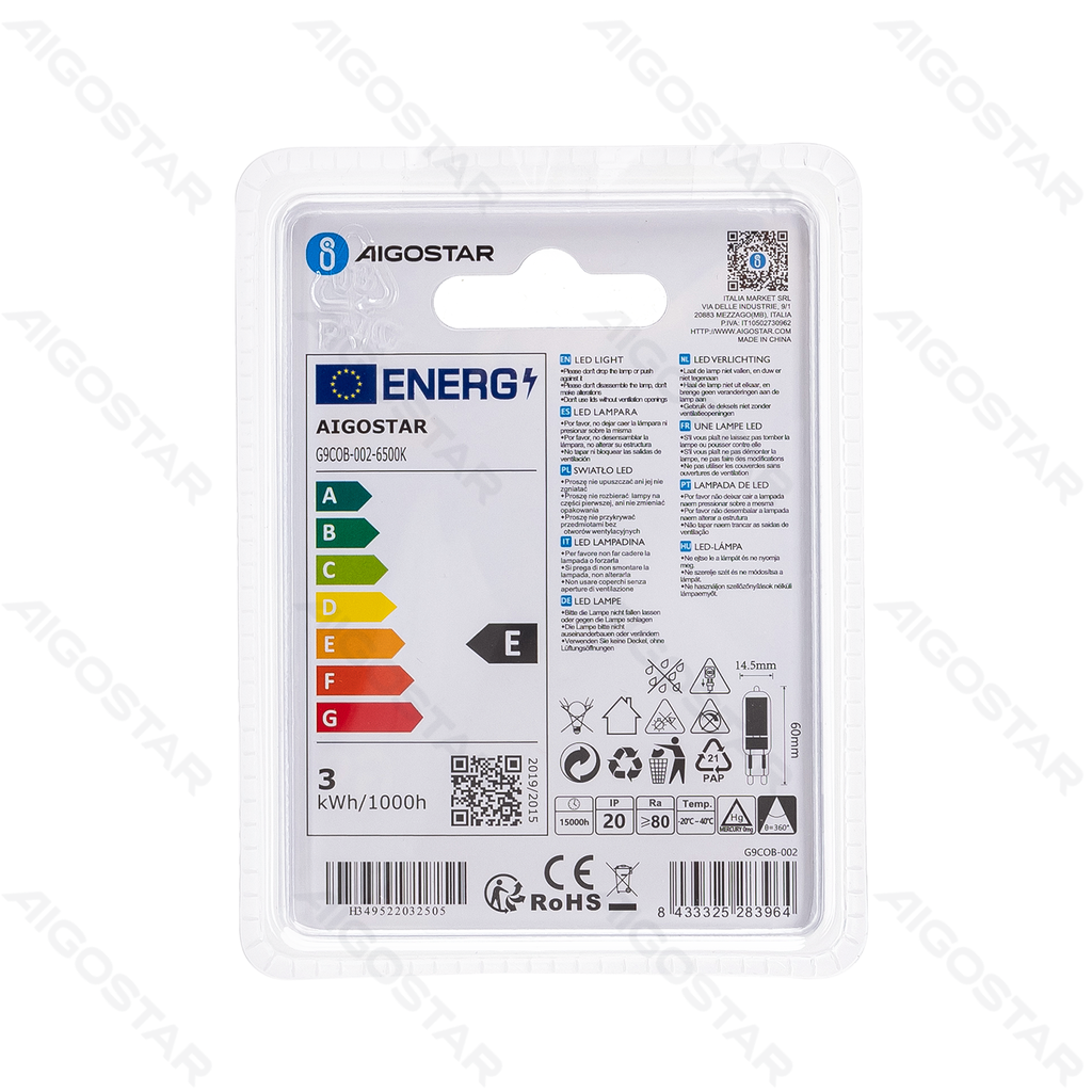 Aigostar LED Lampkralen Glas G9 2.2W